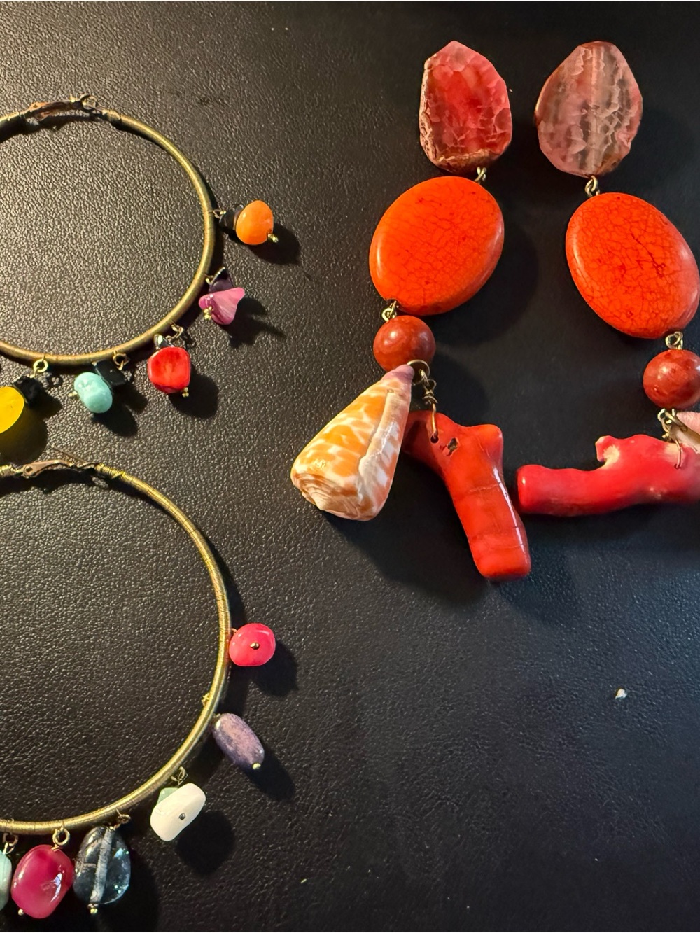 Colorful Boho Statement Earrings - Red & Multicolor